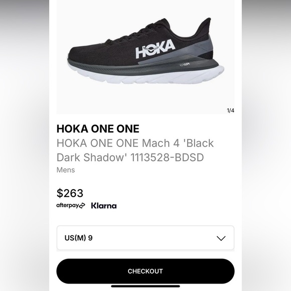 HOKA ONE ONE Mach 4 'Black Dark Shadow' 1113528-BDSD
Men’s 9D - Picture 2 of 13